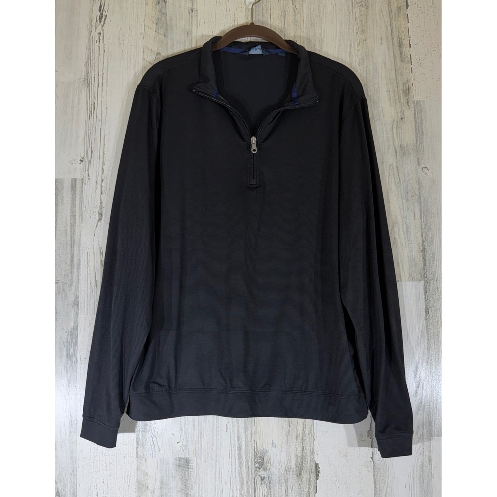 Scott Barber 1/4 Zip Pullover Medium Charcoal Micro Stripe Performance READ